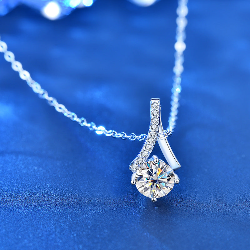 Moissanite CZ Waterdrop 925 Sterling Silver Necklace