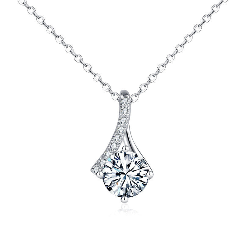 Moissanite CZ Waterdrop 925 Sterling Silver Necklace