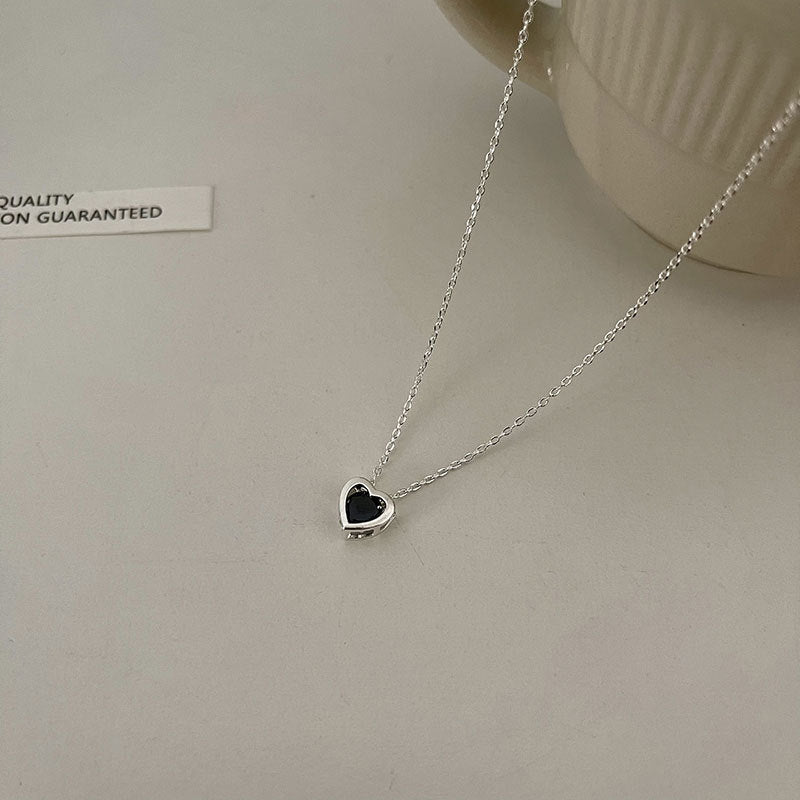 Black Heart Silver Necklace