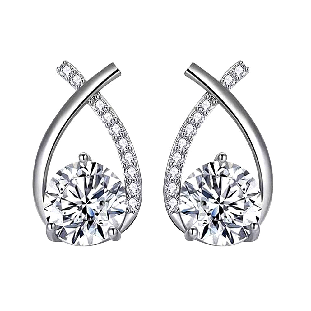 Moissanite CZ 925 Sterling Silver Stud Earrings