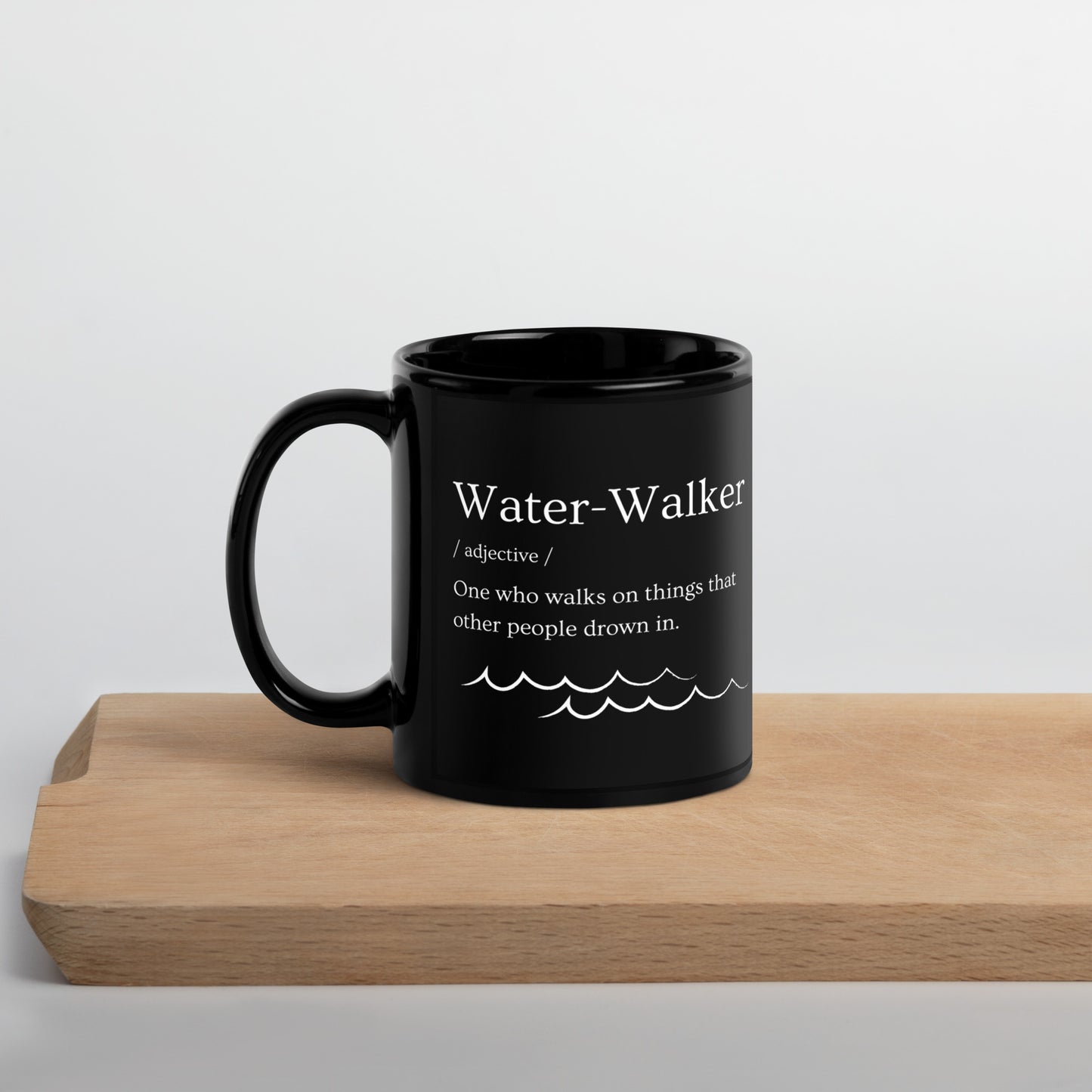 Water Walker Black Glossy Mug