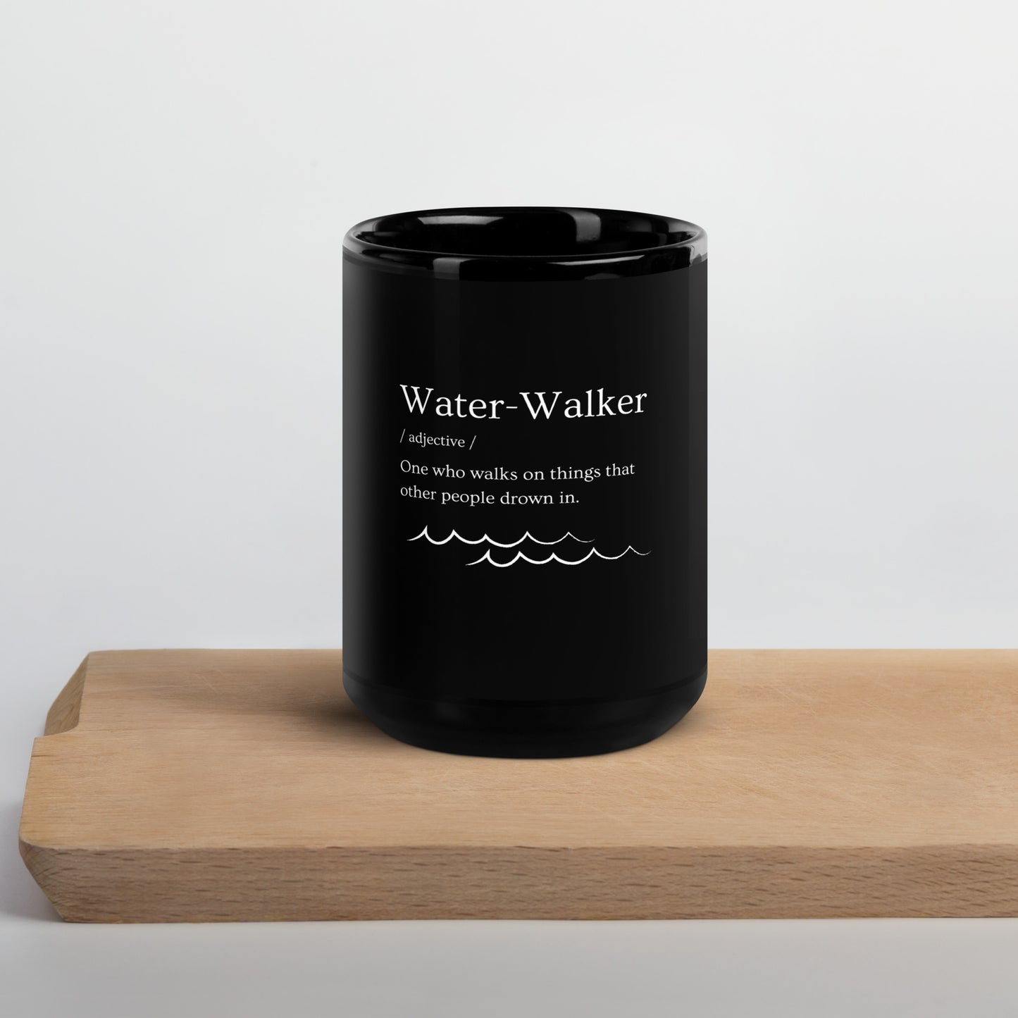 Water Walker Black Glossy Mug