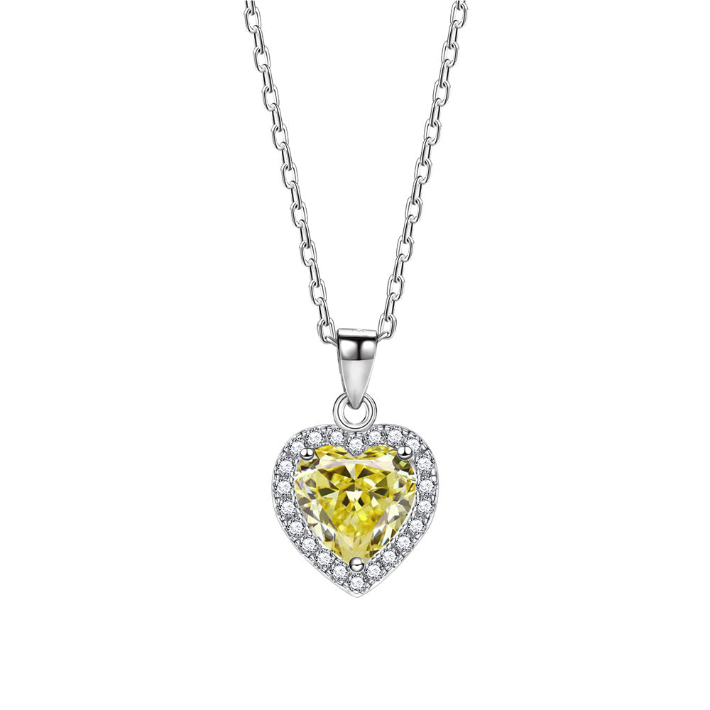 Honey Moon Heart CZ Love 925 Sterling Silver Necklace