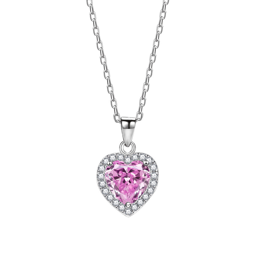 Honey Moon Heart CZ Love 925 Sterling Silver Necklace