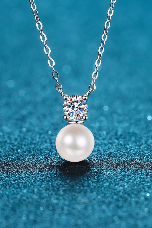 Freshwater Pearl Moissanite Necklace (925 Sterling Silver)