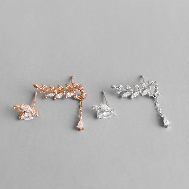 Leaves Branch Stud Earrings (925 Sterling Silver)