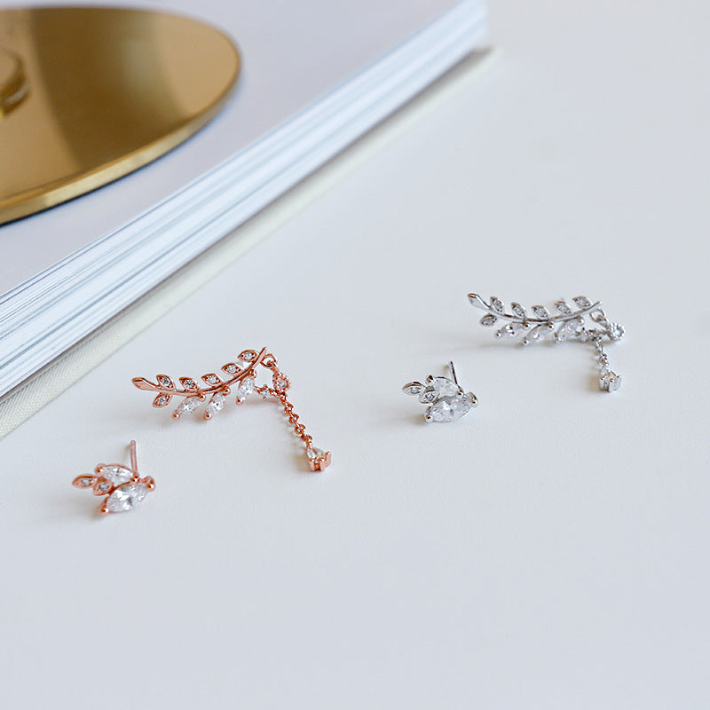 Leaves Branch Stud Earrings (925 Sterling Silver)