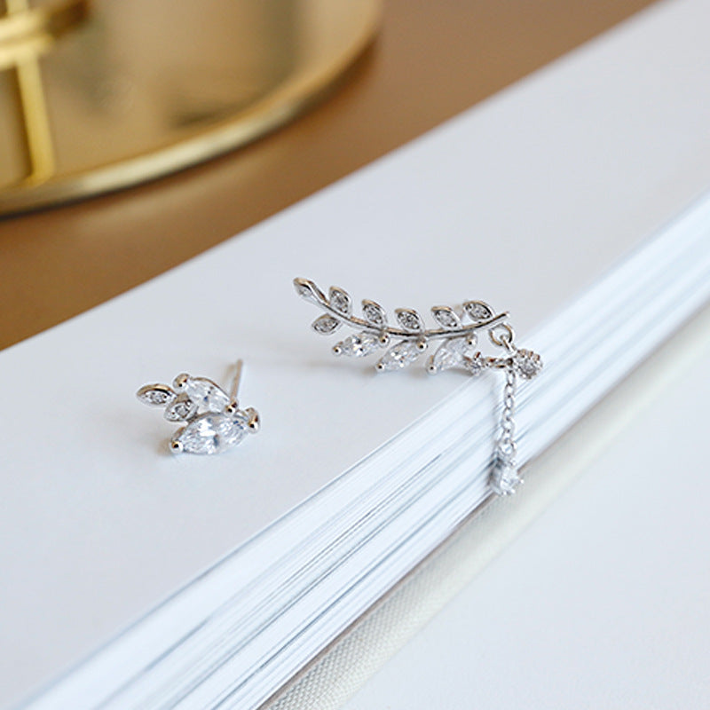 Leaves Branch Stud Earrings (925 Sterling Silver)