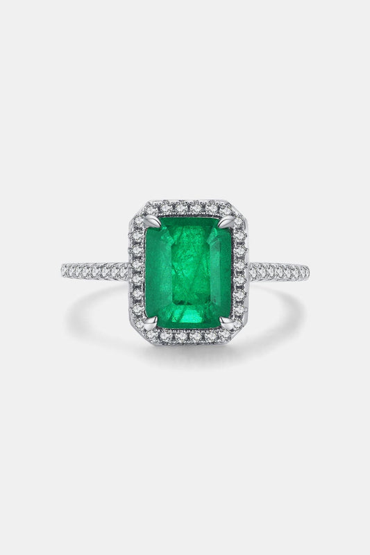 Emerald Cut Tourmaline Ring (925 Sterling Silver)