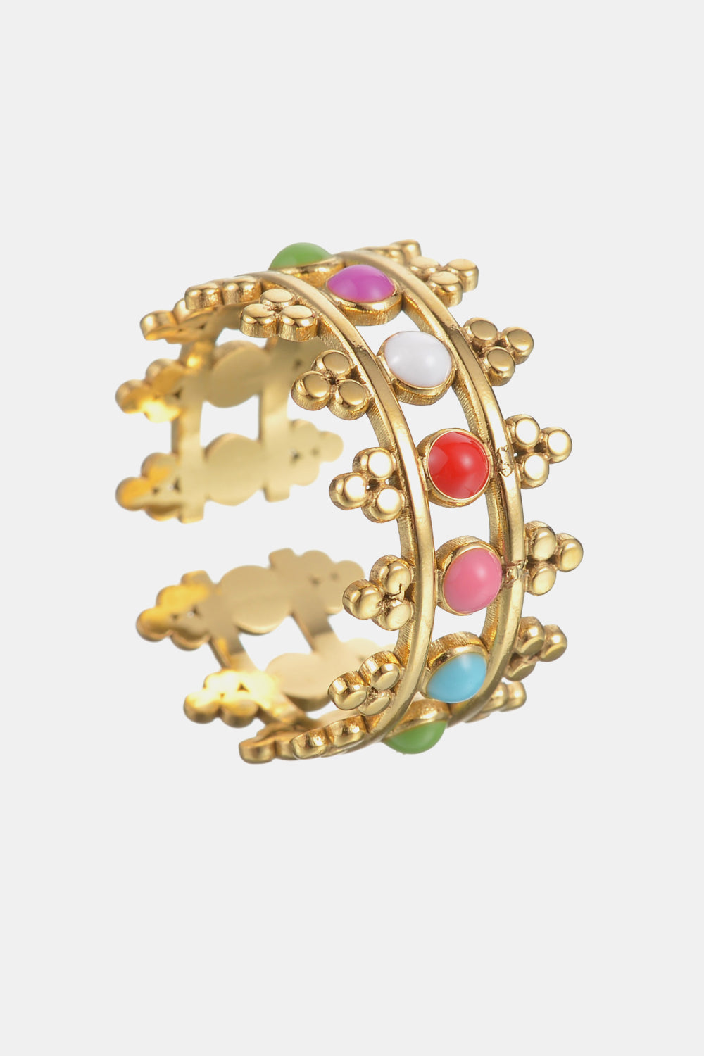 18K Gold Plated Crown of Many Colors Ring