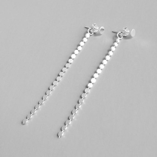 Elegant Flat Beads 925 Sterling Silver Dangling Earrings