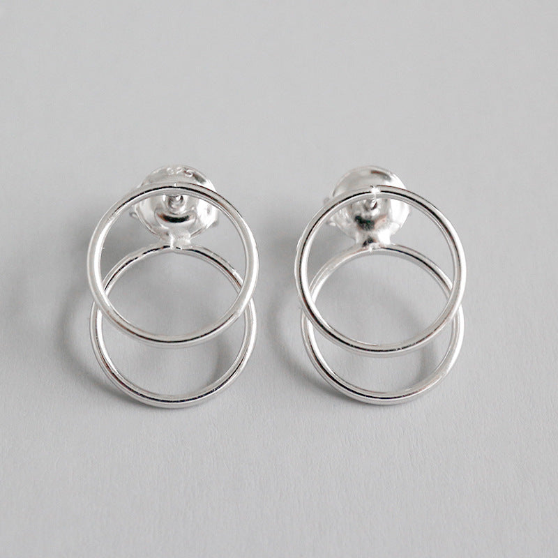 Two Circles 925 Sterling Silver Stud Earrings