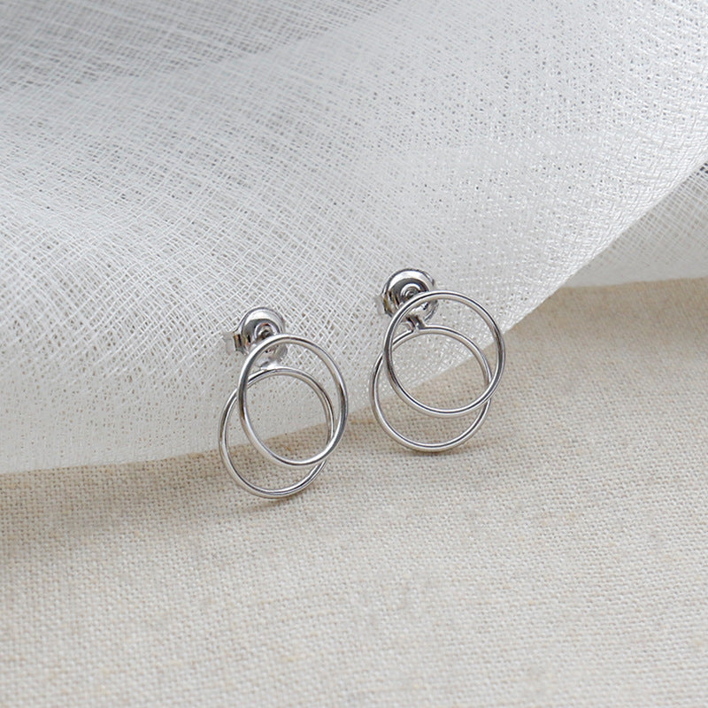 Two Circles 925 Sterling Silver Stud Earrings