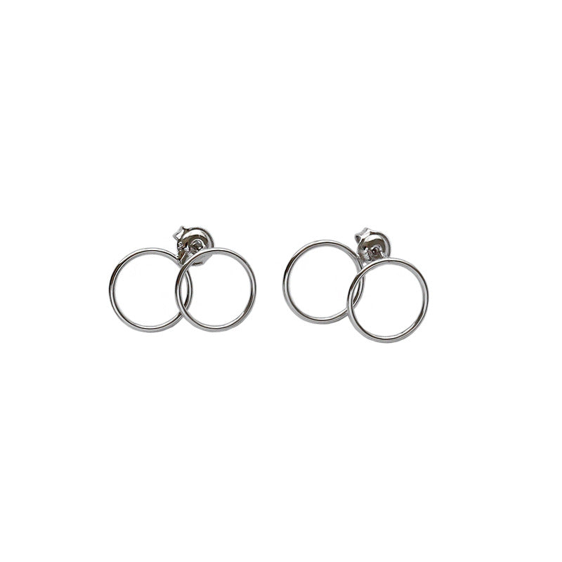 Two Circles 925 Sterling Silver Stud Earrings