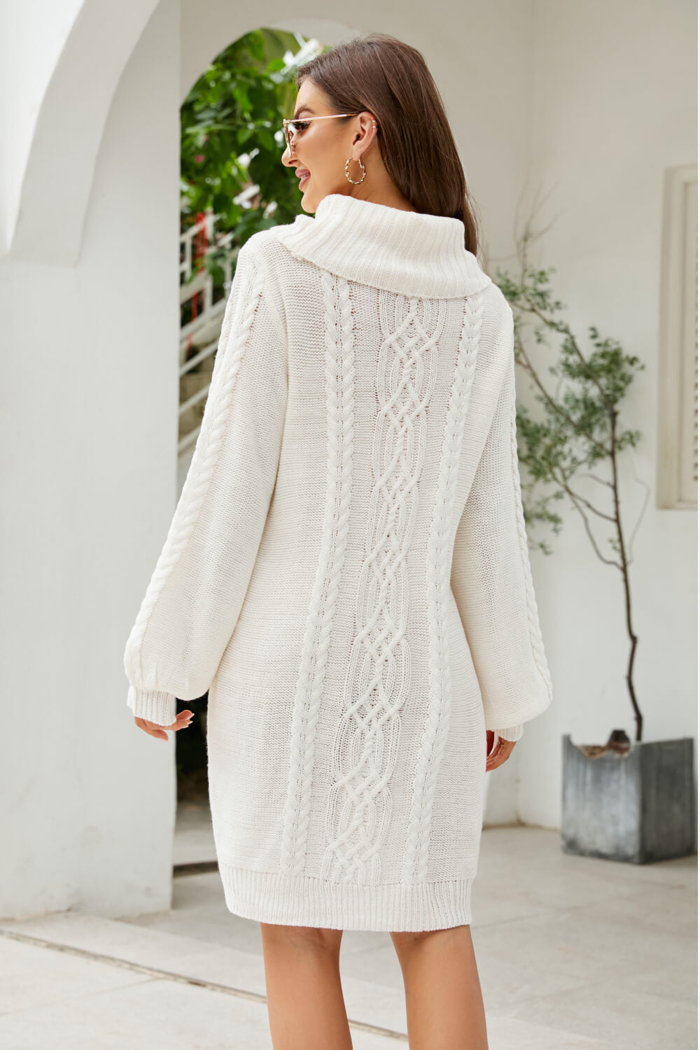 Lantern Sleeve Sweater Dress