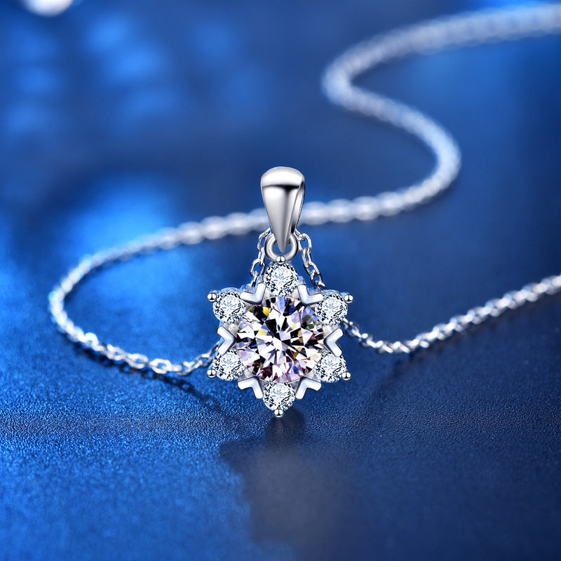 Star Moissanite CZ 925 Sterling Silver Necklace