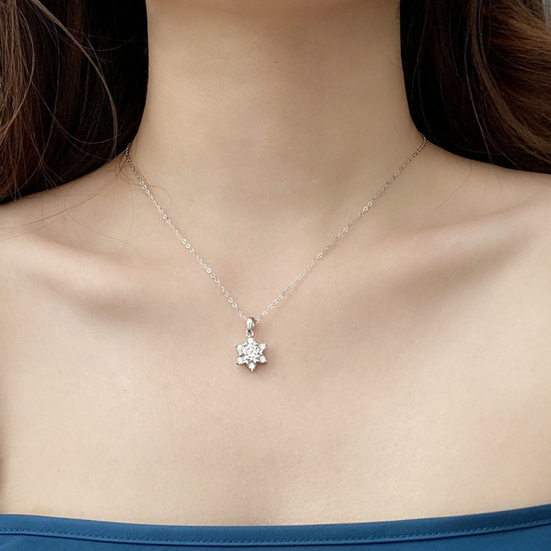 Star Moissanite CZ 925 Sterling Silver Necklace