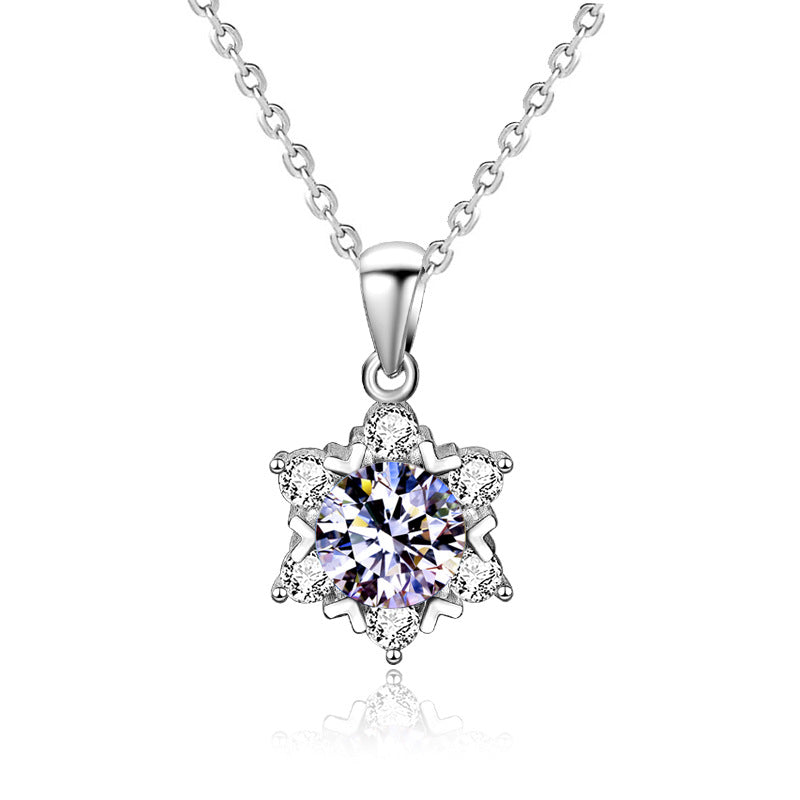 Star Moissanite CZ 925 Sterling Silver Necklace