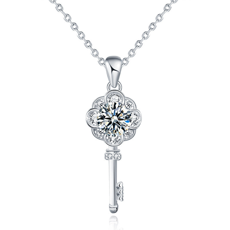 Key of David Moissanite CZ 925 Sterling Silver Necklace