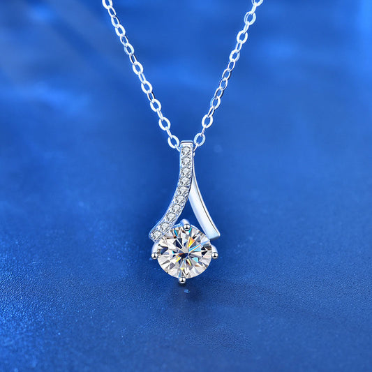 Moissanite CZ Waterdrop 925 Sterling Silver Necklace