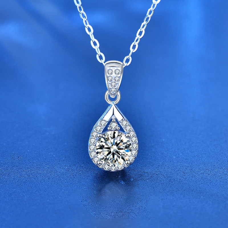 Waterdrop Moissanite CZ 925 Sterling Silver Necklace