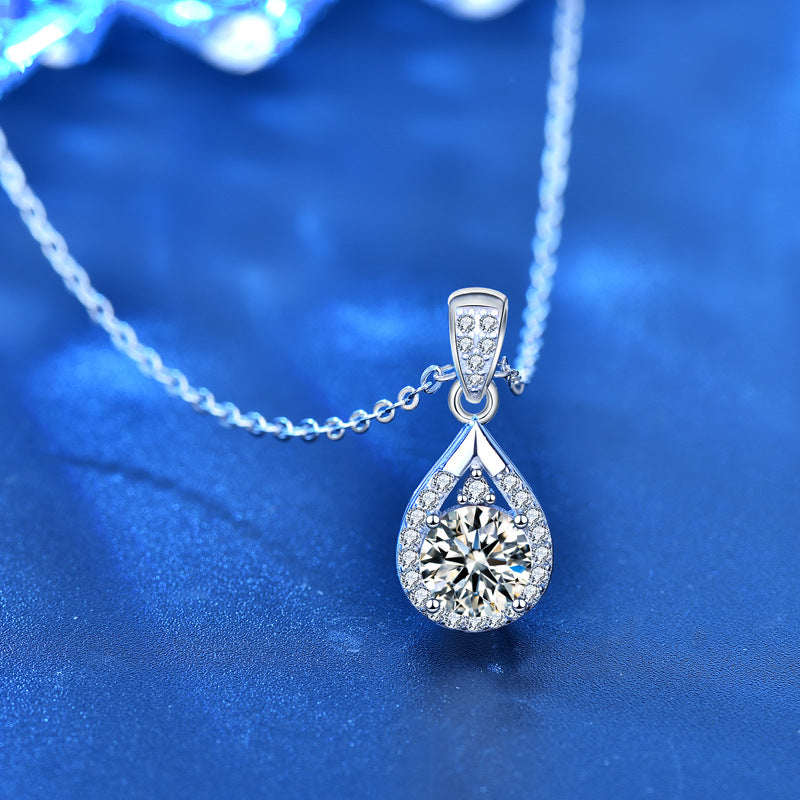 Waterdrop Moissanite CZ 925 Sterling Silver Necklace