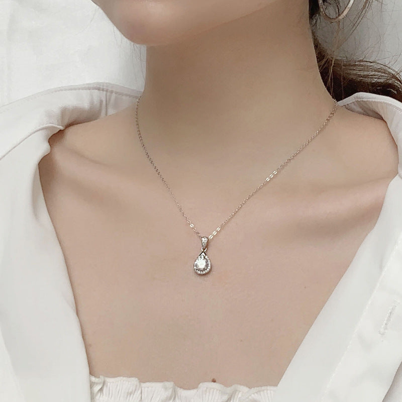 Waterdrop Moissanite CZ 925 Sterling Silver Necklace