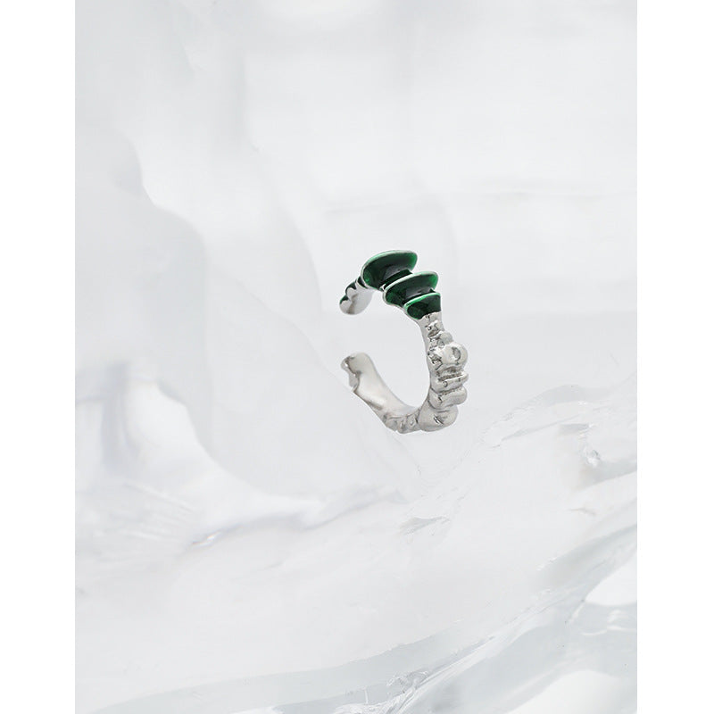 Ear Cuff Emerald Green (925 Sterling Silver)