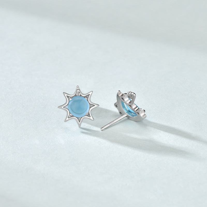 Blue Sun and Umbrella Stud Earrings