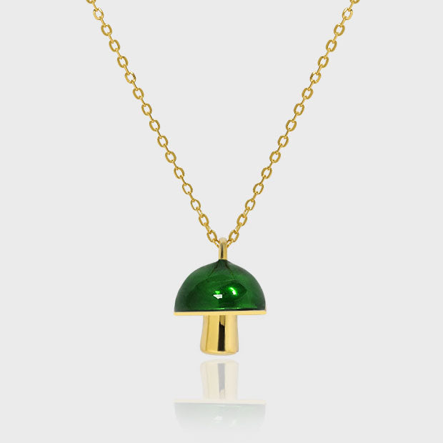 Green/White Mushroom Necklace