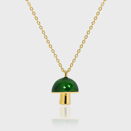 Green/White Mushroom Necklace