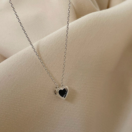 Black Heart Silver Necklace