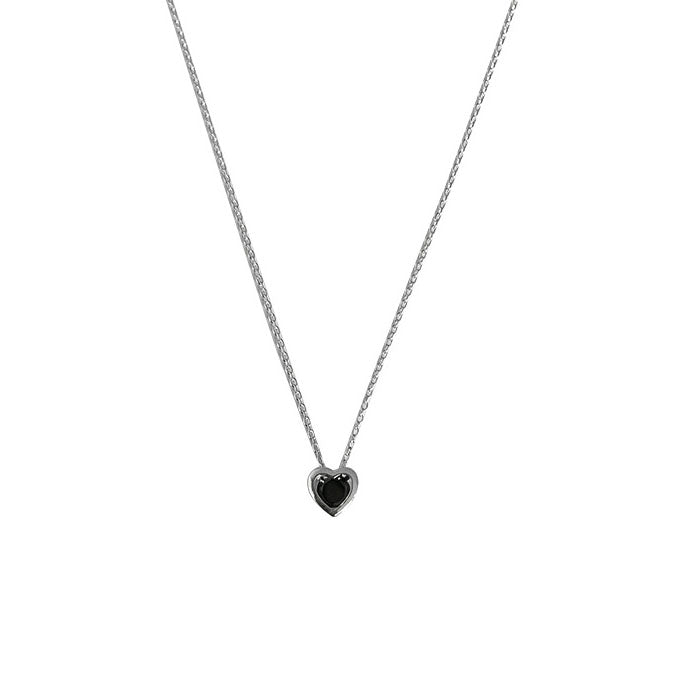 Black Heart Silver Necklace
