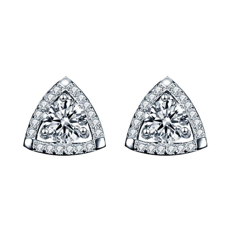 Moissanite CZ Triangle 925 Sterling Silver Stud Earrings