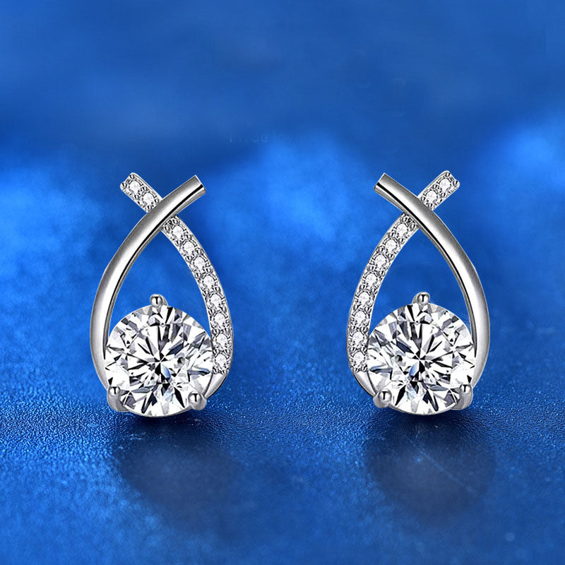 Moissanite CZ 925 Sterling Silver Stud Earrings