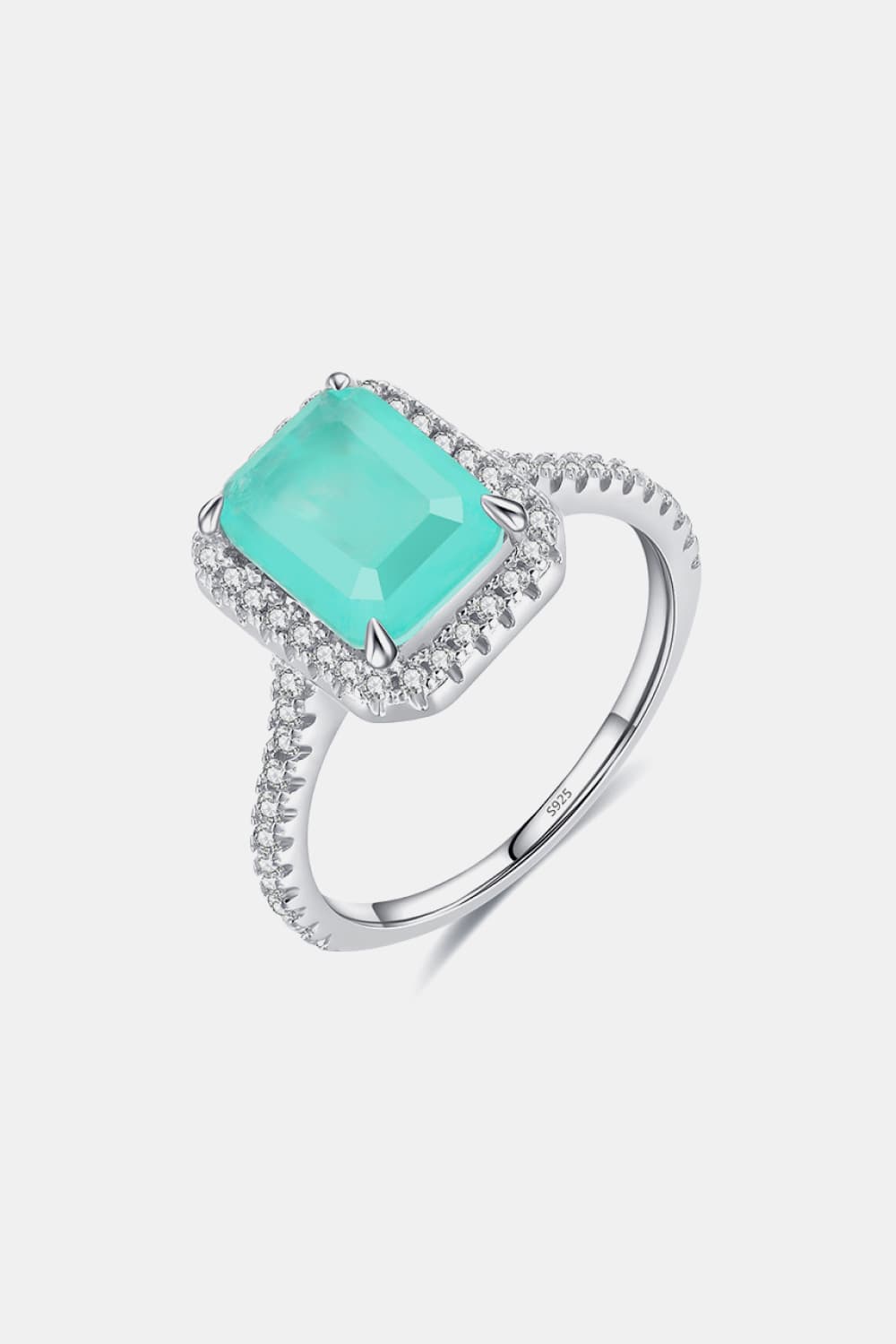 Emerald Cut Tourmaline Ring (925 Sterling Silver)