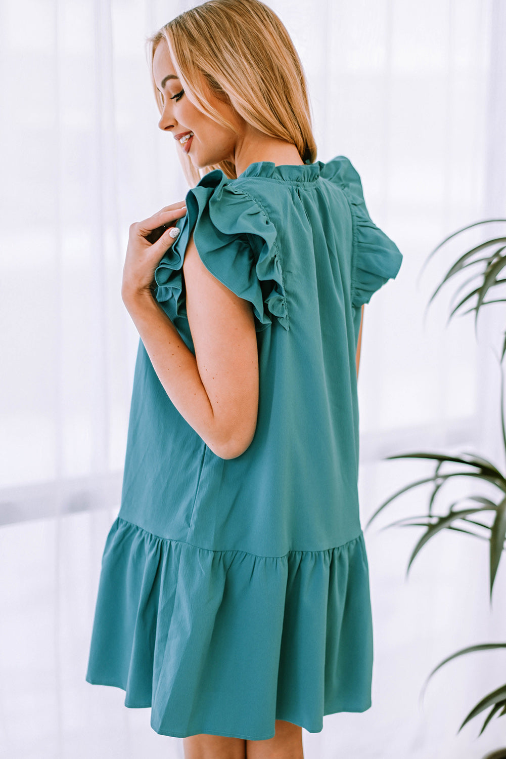 Ruffle Shoulder Tiered Dress