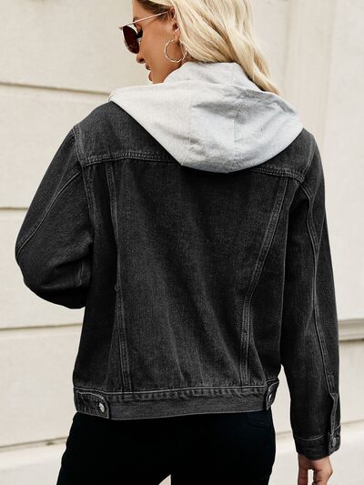 Button up hotsell denim jacket hooded