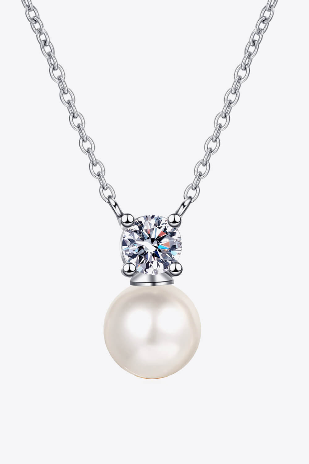 Freshwater Pearl Moissanite Necklace (925 Sterling Silver)