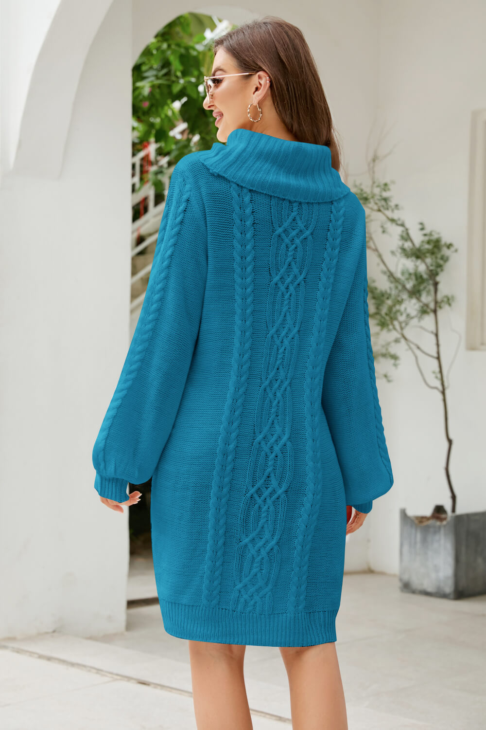 Lantern Sleeve Sweater Dress