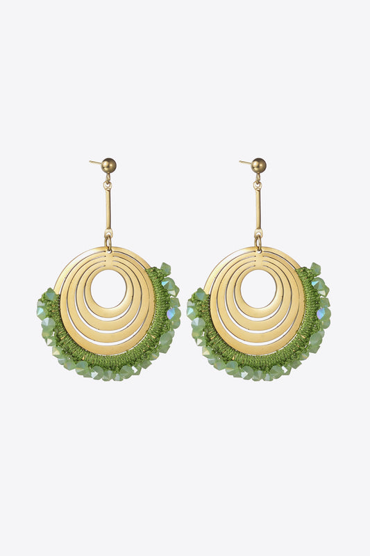 Multi-Circle Gold Steel Earrings with Beads