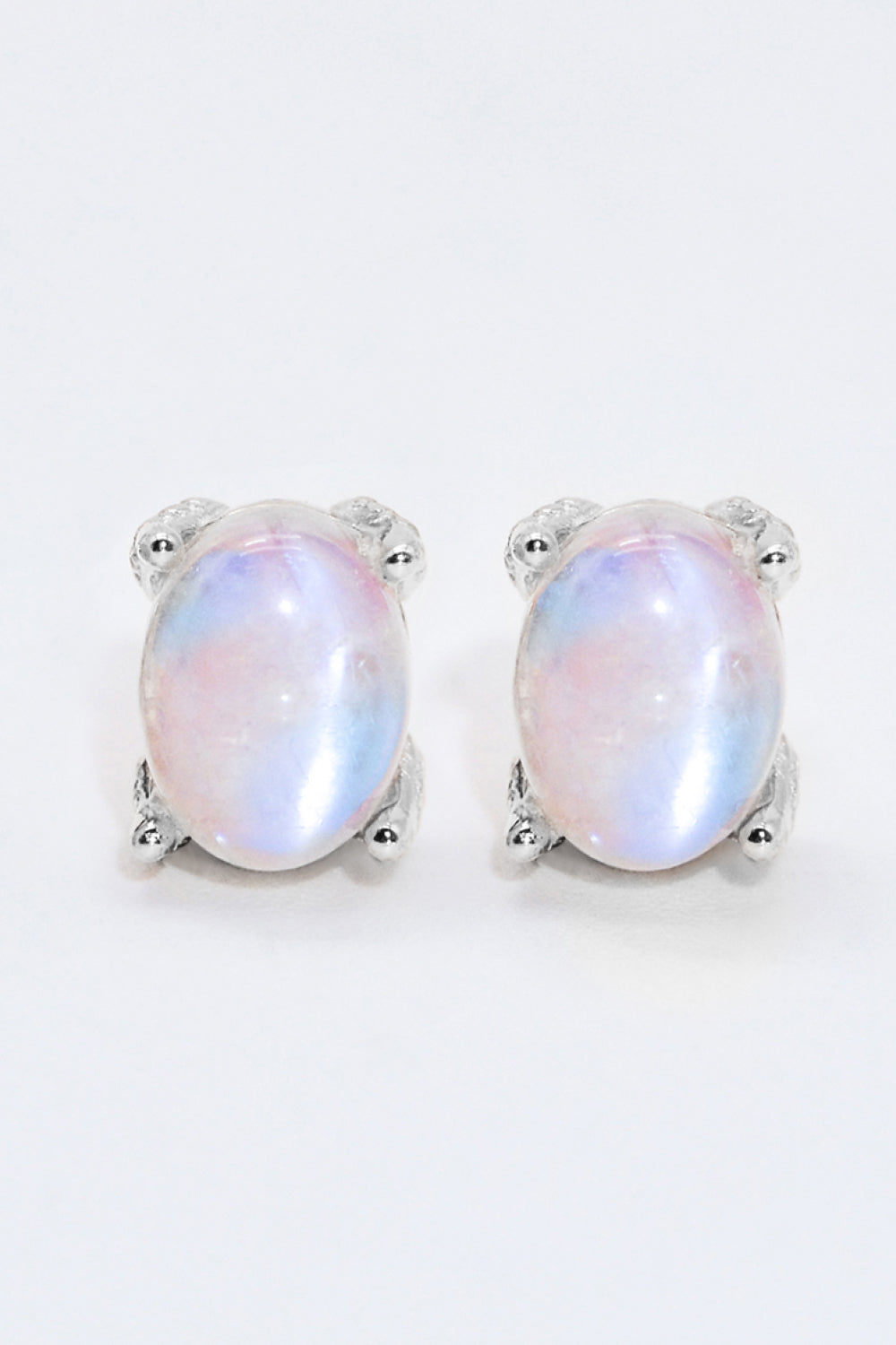 Natural Moonstone 4-Prong Stud Earrings